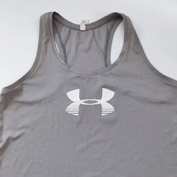 Under Armour HeatGear racer back Tank Top grey women's size L - Picture 2 of 10